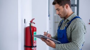 Professional Fire Risk Assessment being carried out by a qualified fire safety assessor