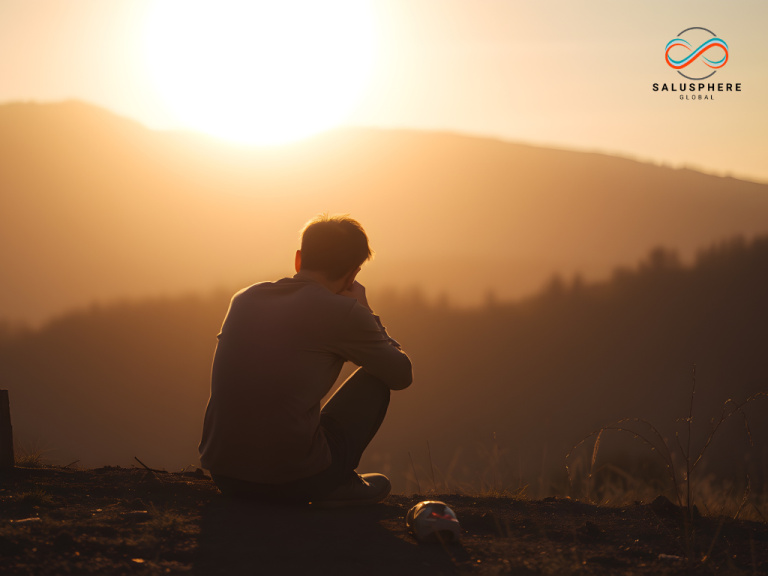Man alone deep in thought
