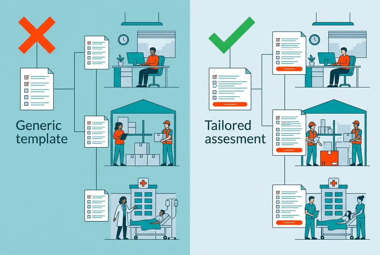 A template can support the process, but the final assessment must reflect the real workplace.